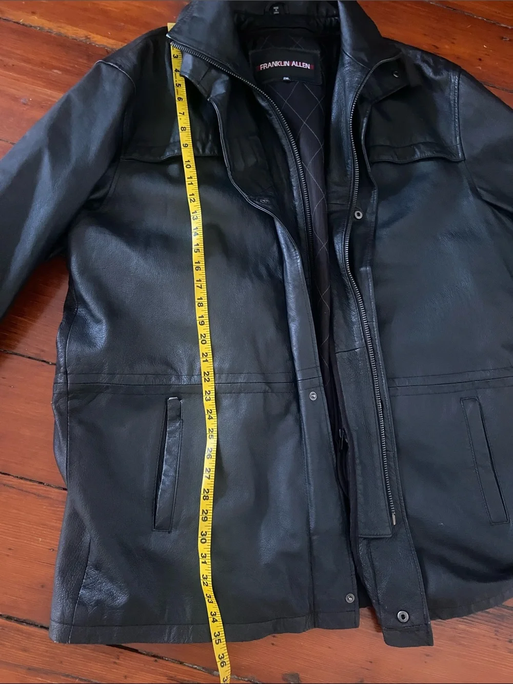 Vintage Genuine Oversized Leather Coat Size 2XL Men’s Black Franklin Allen